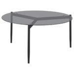 ROSALIE ROUND SMOKED GLASS TOP COFFEE TABLE GREY