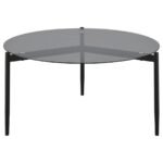 ROSALIE ROUND SMOKED GLASS TOP COFFEE TABLE GREY - Image 3