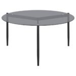 ROSALIE ROUND SMOKED GLASS TOP COFFEE TABLE GREY - Image 5