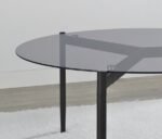 ROSALIE ROUND SMOKED GLASS TOP COFFEE TABLE GREY - Image 6
