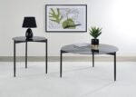 ROSALIE ROUND SMOKED GLASS TOP COFFEE TABLE GREY - Image 8