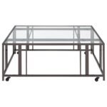 ADRI SQUARE GLASS TOP COFFEE TABLE WITH CASTERS BLACK NICKEL - Image 3