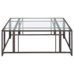ADRI SQUARE GLASS TOP COFFEE TABLE WITH CASTERS BLACK NICKEL - Image 5