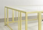 ADRI SQUARE GLASS TOP COFFEE TABLE WITH CASTERS MATTE BRASS - Image 6