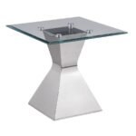 JENNY GLASS TOP STAINLESS STEEL SIDE END TABLE CHROME