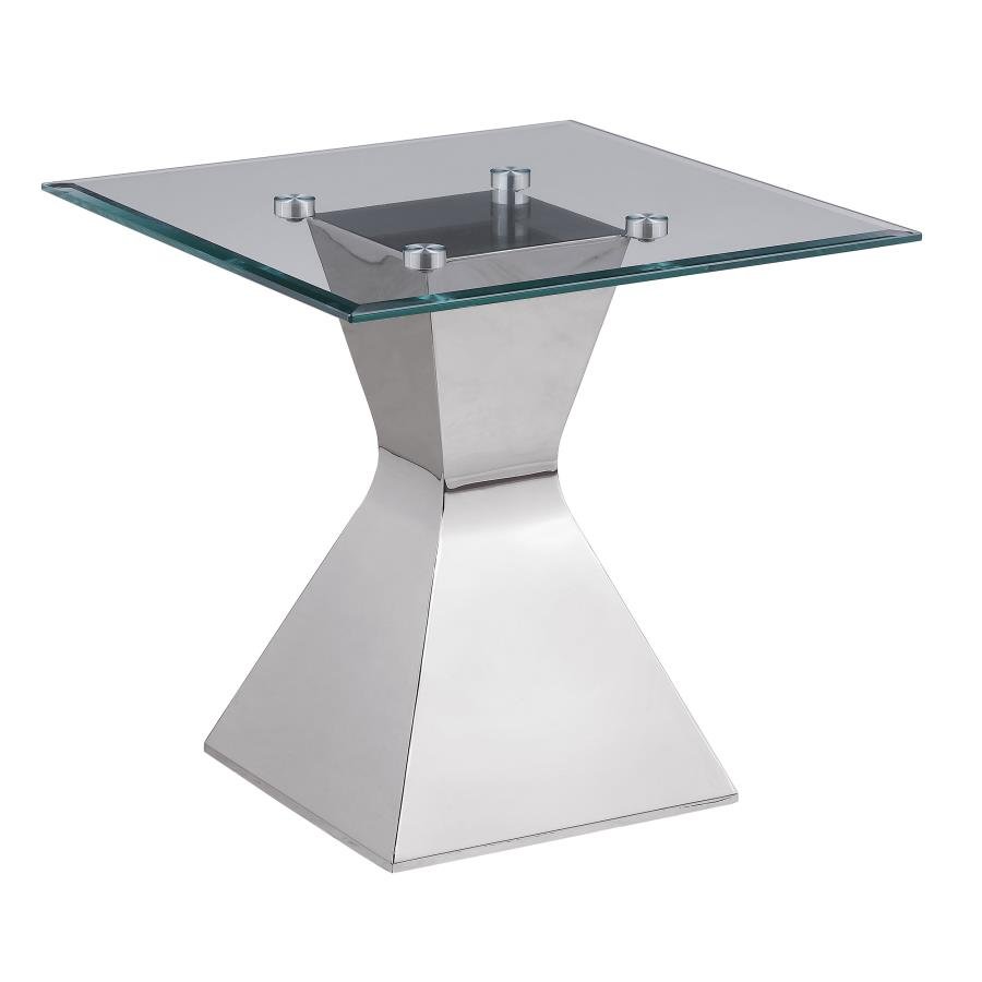710207_02x900.jpg JENNY GLASS TOP STAINLESS STEEL SIDE END TABLE CHROME - Image 1