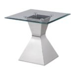 JENNY GLASS TOP STAINLESS STEEL SIDE END TABLE CHROME - Image 4