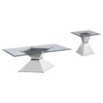 JENNY 2-PIECE RECTANGULAR COFFEE AND END TABLE SET CHROME - Image 2