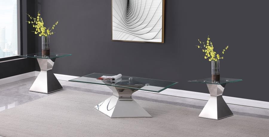 710208-S3_01x900.jpg JENNY 3-PIECE RECTANGULAR COFFEE AND END TABLE SET CHROME - Image 1
