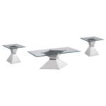 JENNY 3-PIECE RECTANGULAR COFFEE AND END TABLE SET CHROME - Image 2