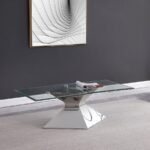 JENNY GLASS TOP STAINLESS STEEL COFFEE TABLE CHROME - Image 2