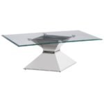 JENNY GLASS TOP STAINLESS STEEL COFFEE TABLE CHROME