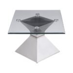 JENNY GLASS TOP STAINLESS STEEL COFFEE TABLE CHROME - Image 3