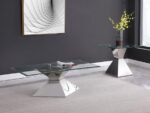 JENNY GLASS TOP STAINLESS STEEL COFFEE TABLE CHROME - Image 5