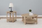 FOWLER 2-PIECE ROUND COFFEE AND END TABLE SET NATURAL