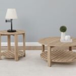 FOWLER 2-PIECE ROUND COFFEE AND END TABLE SET NATURAL