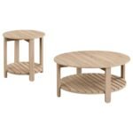 FOWLER 2-PIECE ROUND COFFEE AND END TABLE SET NATURAL - Image 2