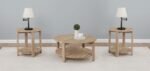 FOWLER 3-PIECE ROUND COFFEE AND END TABLE SET NATURAL