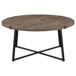 MARCUS ROUND ENGINEERED WOOD COFFEE TABLE LIGHT BROWN - Image 3