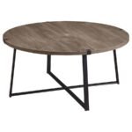 MARCUS ROUND ENGINEERED WOOD COFFEE TABLE LIGHT BROWN - Image 4