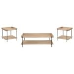 FALLON 3-PIECE RECTANGULAR COFFEE AND END TABLE SET NATURAL - Image 2