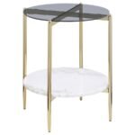 JONELLE 3-PIECE ROUND COFFEE AND END TABLE SET GOLD - Image 3