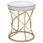 ELISE ROUND MIRROR TOP STAINLESS STEEL END TABLE GOLD