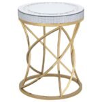 ELISE 2-PIECE ROUND MIRROR TOP COFFEE AND END TABLE SET GOLD - Image 3
