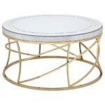 ELISE 2-PIECE ROUND MIRROR TOP COFFEE AND END TABLE SET GOLD - Image 4