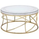 ELISE ROUND MIRROR TOP STAINLESS STEEL COFFEE TABLE GOLD