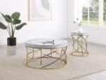 ELISE ROUND MIRROR TOP STAINLESS STEEL COFFEE TABLE GOLD - Image 5