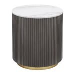 JASON ROUND MARBLE TOP SIDE END TABLE WHITE AND CHARCOAL