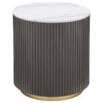 JASON 2-PIECE ROUND MARBLE COFFEE AND END TABLE SET WHITE - Image 3