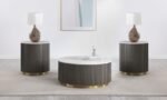 JASON 3-PIECE ROUND MARBLE COFFEE AND END TABLE SET WHITE