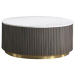JASON 3-PIECE ROUND MARBLE COFFEE AND END TABLE SET WHITE - Image 4