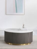 JASON ROUND MARBLE TOP COFFEE TABLE WHITE AND CHARCOAL - Image 2