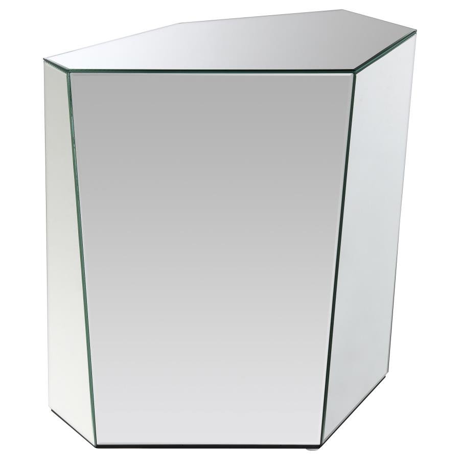 710447_02x900.jpg CAPELLA MIRRORED ABSTRACT GEOMETRIC END TABLE SILVER - Image 1