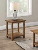 PAYNE WOOD END TABLE WITH SHELF DISTRESSED BROWN - Image 2