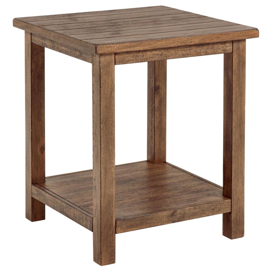 710546_02x900.jpg PAYNE WOOD END TABLE WITH SHELF DISTRESSED BROWN - Image 1