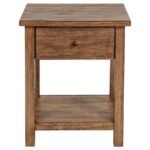 PAYNE 1-DRAWER WOOD END TABLE WITH SHELF DISTRESSED BROWN - Image 4