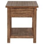 PAYNE 1-DRAWER WOOD END TABLE WITH SHELF DISTRESSED BROWN - Image 5