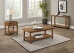 PAYNE 1-DRAWER WOOD END TABLE WITH SHELF DISTRESSED BROWN - Image 9