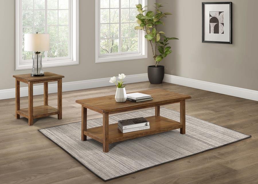 710548-S2A_01x900.jpg PAYNE 2-PIECE COFFEE AND END TABLE SET DISTRESSED BROWN - Image 1