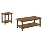PAYNE 2-PIECE COFFEE AND END TABLE SET DISTRESSED BROWN - Image 2
