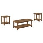 PAYNE 3-PIECE COFFEE AND END TABLE SET DISTRESSED BROWN - Image 2