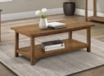 PAYNE WOOD COFFEE TABLE WITH SHELF DISTRESSED BROWN - Image 2