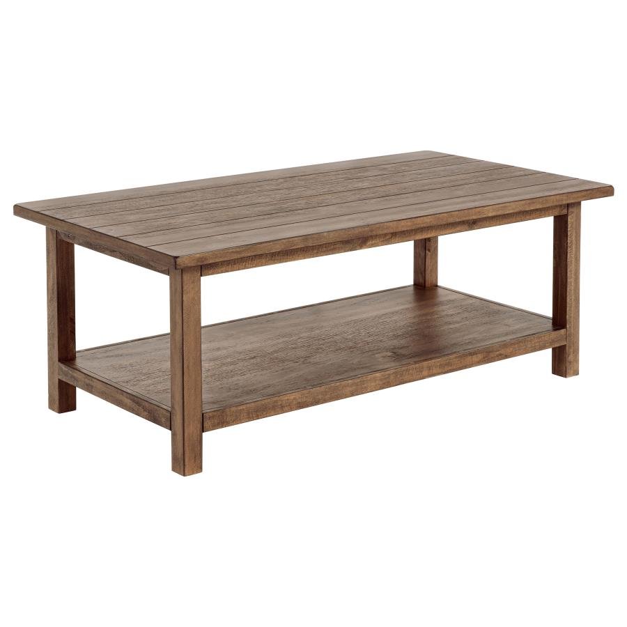 710548_02x900.jpg PAYNE WOOD COFFEE TABLE WITH SHELF DISTRESSED BROWN - Image 1