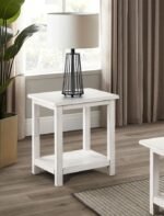 PAYNE WOOD END TABLE WITH SHELF DISTRESSED WHITE - Image 2