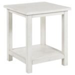 PAYNE WOOD END TABLE WITH SHELF DISTRESSED WHITE