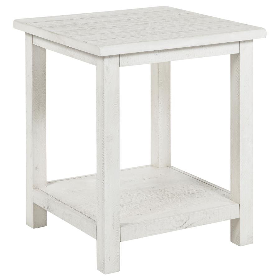 710556_02x900.jpg PAYNE WOOD END TABLE WITH SHELF DISTRESSED WHITE - Image 1
